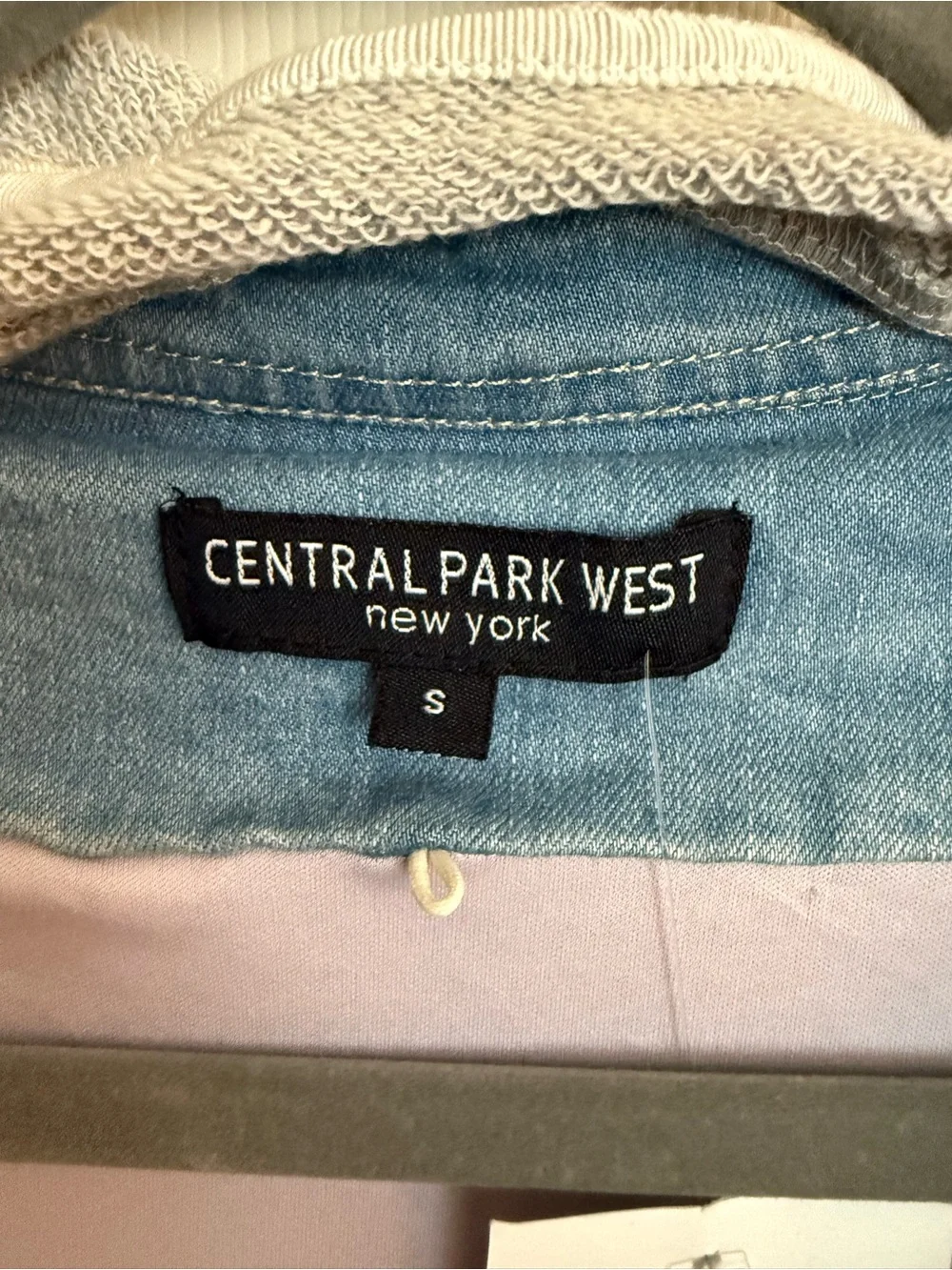 Central Park West Denim Hoodie Jacket Removable Liner Size S NWT